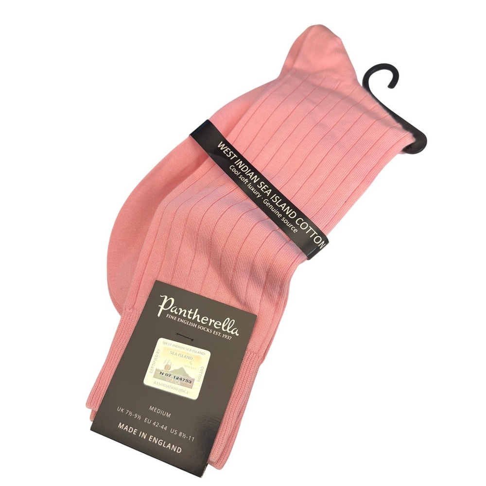 Y2K Pantherella Pembrey Ribbed Socks Luxury Sea Island Cotton Preppy Dandy Pink
